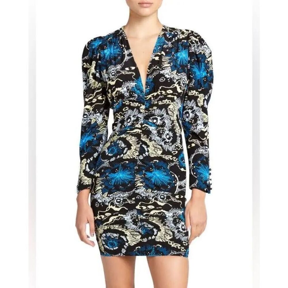 A.L.C. Roxy Silk Plunge V-Neck Mini Dress Celestial Print size 8